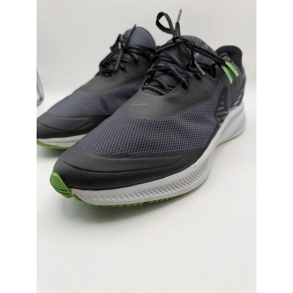 Nike Quest 3 Shield Men's Size 11.5 Black Green Running Shoes Water Resistant